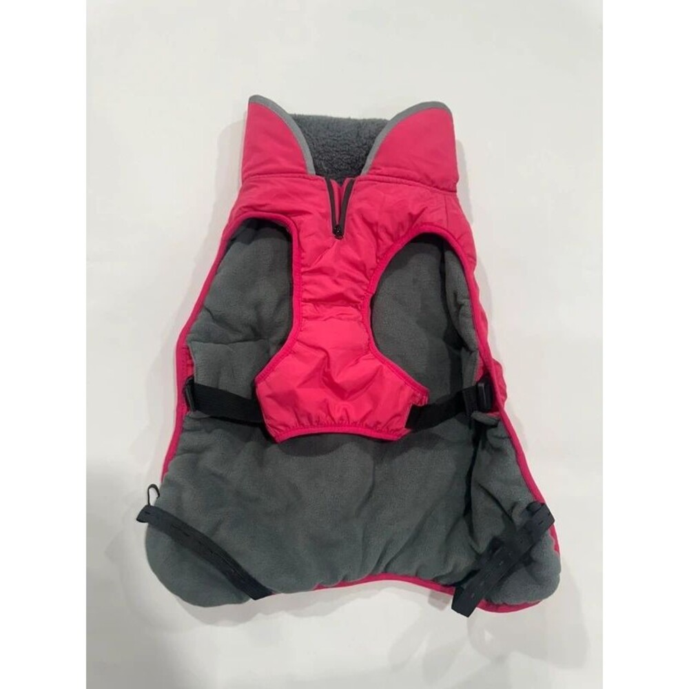 Dog Puffer Fleece Winter Vest Pink Grey Size Large